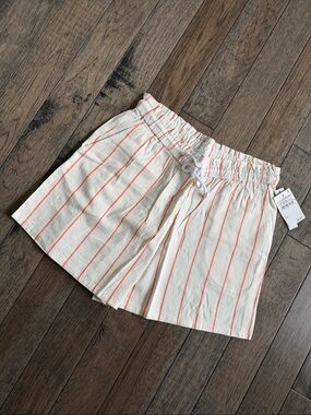 NWT Abound Paperbag High Rise Striped Drawstring Shorts in Cream & Coral